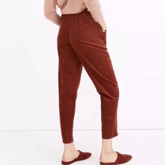MADEWELL Huston Corduroy Zip Elastic Waist Straight Crop Pants COTTON Size SMALL - Picture 4 of 13